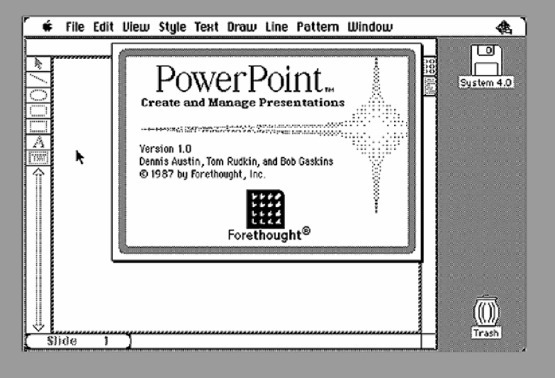 Uma captura de tela de uma versão anterior do PowerPoint.