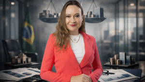 Advogada tributarista em ambiente corporativo analisando impactos da reforma tributária sobre créditos fiscais e equilíbrio financeiro das empresas