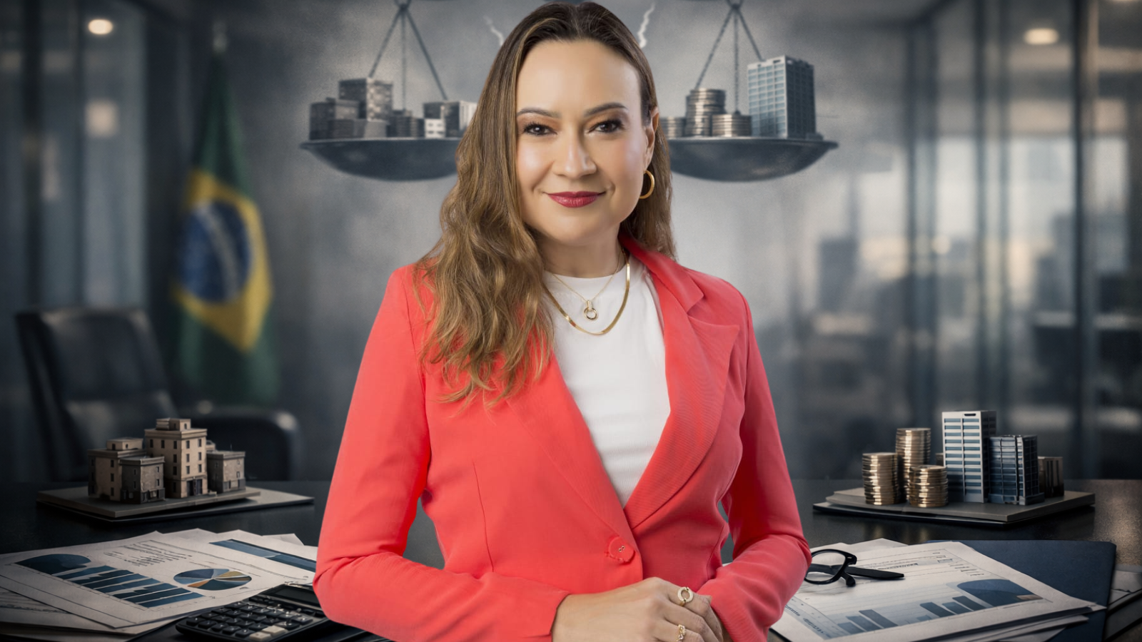 Advogada tributarista em ambiente corporativo analisando impactos da reforma tributária sobre créditos fiscais e equilíbrio financeiro das empresas