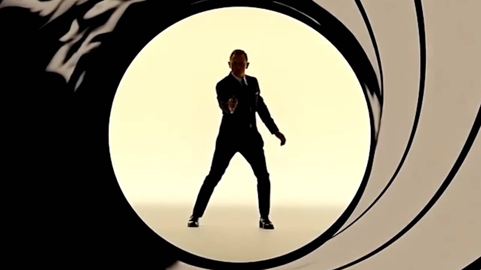 Silhueta clássica de James Bond com arma em abertura icônica representa o agente secreto 007 no cinema